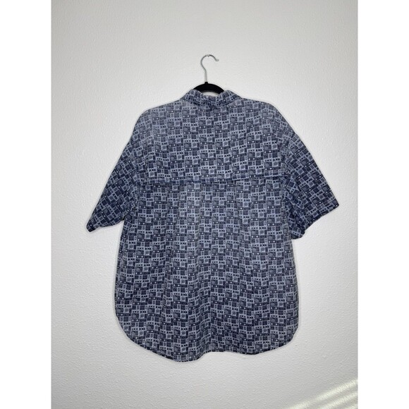 Vintage GRAMICCI Made USA XL Blue Vented Nylon SS Light Weight Button Up *FLAW* - Picture 2 of 16